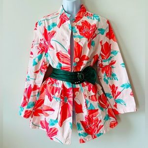Jones NY Coral Floral Print Lightweight Jacket